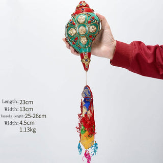 Buddha Gift Tibetan Handmade Shankha Om Mani Padme Hum Buddha Avalokitesvara Turquoise Conch Shell Positive Decoration