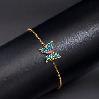 Buddha Gift 925 Sterling Silver Butterfly Zircon Love Chain Bracelet