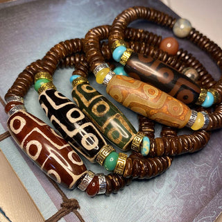 Buddha Gift Tibetan Nine-Eye Dzi Bead Wealth Bracelet