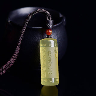 Buddha Gift Heart Sutra Citrine Happiness Strength Necklace Pendant
