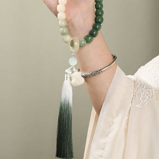 Buddha Gift Natural Gradient Bodhi Seed Fortune Money Bag Lotus Wisdom Tassel Wrist Mala