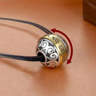 Buddha Gift Taoist Nine-Character Mantra Engraved Amulet Balance Necklace Rotatable Pendant