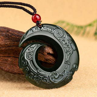 Buddha Gift One's Luck Improves Design Patern Natural Hetian Cyan Jade Success Necklace Pendant