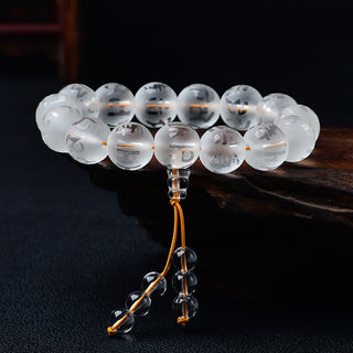 Buddha Gift Tibet White Crystal Black Onyx Om Mani Padme Hum Meditation Bracelet