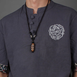 Buddha Gift Tibet Om Mani Padme Hum Dzi Bead Avalokitesvara Pattern Wealth Necklace Pendant