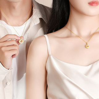 Buddha Gift 925 Sterling Silver Year of the Dragon Hetian Jade Golden Dragon Phoenix Peace Buckle Luck Necklace Pendant