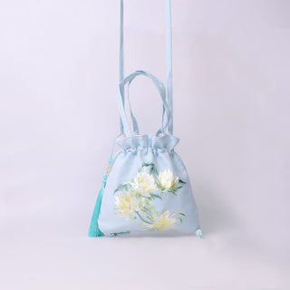 Buddha Gift Suzhou Embroidery Lotus Deer Epiphyllum Peony Rabbit Cotton Linen Tote Crossbody Bag Shoulder Bag Handbag