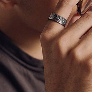 Buddha Gift 999 Sterling Silver Skeleton Pattern Handmade Blessing Ring