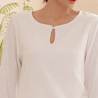 Buddha Gift 2Pcs Simple Design Tai Chi Meditation Yoga Clothing Top Pants Women's Set