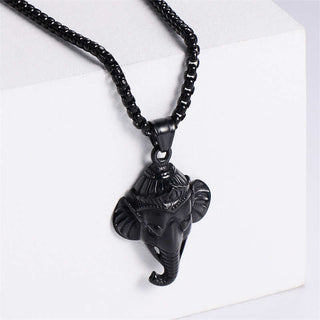 Buddha Gift Ganesh Ganpati Elephant Titanium Steel Protection Pendant Necklace
