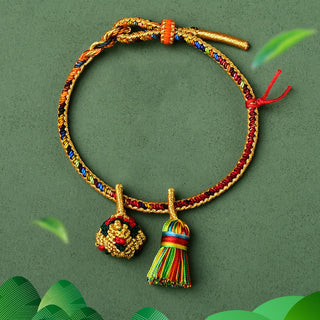 Buddha Gift Colorful Rope Luck Handmade Zongzi Golden Ball Charm Bracelet