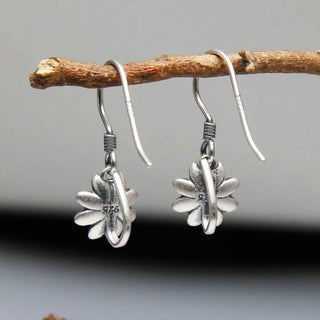 Buddha Gift 925 Sterling Silver Lotus Flower Enlightenment Earrings