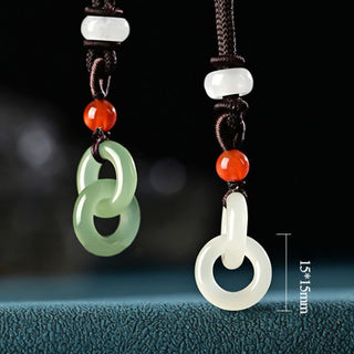 Buddha Gift Natural Hetian Cyan Jade White Jade Double Peace Buckle Success Necklace Pendant