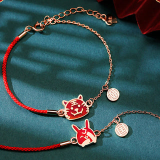 Buddha Gift 925 Sterling Silver Color-changing Chinese Zodiac Luck Protection Red String Chain Bracelet