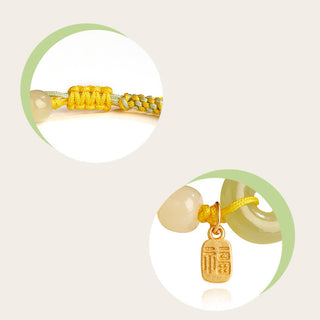 Buddha Gift 925 Sterling Silver Hetian Jade Peace Buckle Beaded Luck Happiness Charm Bracelet