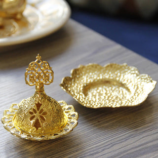 Buddha Gift Gold Leaf Coaster Spiritual Mini Alloy Metal Incense Burner