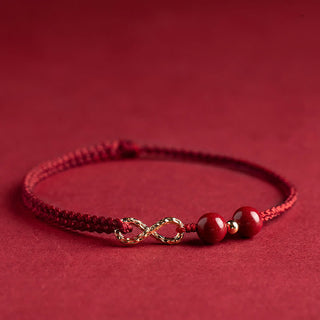 Buddha Gift Cinnabar Blessing Red String 14K Gold Infinity Symbol Bracelet Anklet