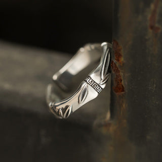 Buddha Gift Simple Bamboo Design Copper Luck Wealth Adjustable Ring