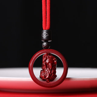 Buddha Gift Cinnabar Om Mani Padme Hum PiXiu Blessing Lucky Bead Necklace Pendant