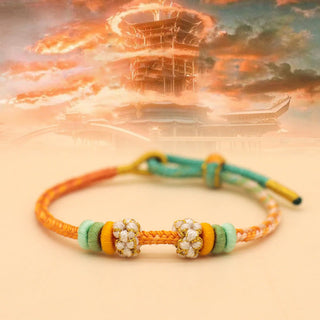 Buddha Gift Handmade Eight Thread Peace Knot Peach Blossom Knot Luck Rope Braided Bracelet