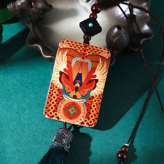 Buddha Gift PiXiu Ebony Wood Luck Wealth Tassel Car Hanging Decoration