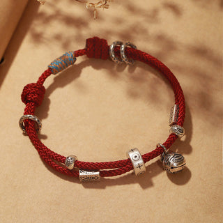 Buddha Gift 925 Sterling Silver Gold Swallowing Beast Koi Fish Wealth Handcrafted Braided Bracelet