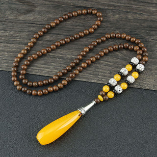 Buddha Gift Tibetan Wenge Wood Bodhi Seed Agate Balance Peace Necklace Pendant
