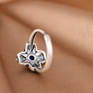Buddha Gift Tibet 925 Sterling Silver Natural Lazurite Positive Adjustable Ring