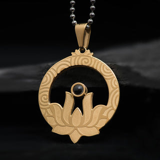 Buddha Gift Lotus Titanium Steel Enlightenment Projection Shurangama Mantra Necklace Pendant