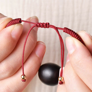 Buddha Gift Ebony Wood Cat Head Pattern Peace King Kong Knot Braided Bracelet