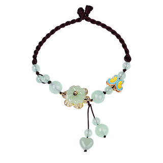 Buddha Gift Flower Jade Butterfly Luck Abundance Charm Anklet