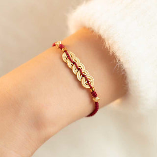 Buddha Gift Copper Coin Fortune Tree Luck Strength Braided Bracelet