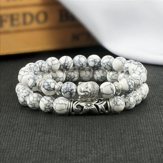 Buddha Gift 2Pcs Natural Crystal Agate Buddha Protection Bracelet
