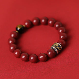 Buddha Gift 925 Sterling Silver Chinese Zodiac Natal Buddha Cinnabar Om Mani Padme Hum Calm Bracelet