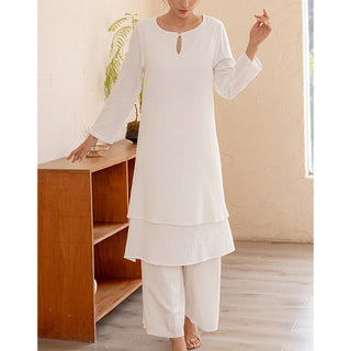 Buddha Gift 2Pcs Simple Design Tai Chi Meditation Yoga Clothing Top Pants Women's Set