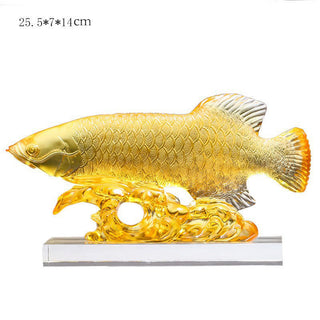 Buddha Gift Handmade Liuli Crystal Koi Fish Art Piece Luck Home Office Decoration