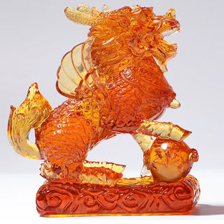 Buddha Gift Feng Shui Kirin Handmade Liuli Crystal Art Piece Fortune Home Office Decoration