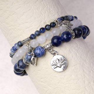 Buddha Gift 3PCS Natural Quartz Crystal Beaded Healing Energy Lotus Bracelet