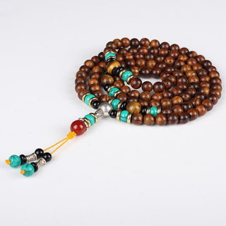 Buddha Gift 108 Beads Rosewood Tiger Eye Mala Healing Bracelet