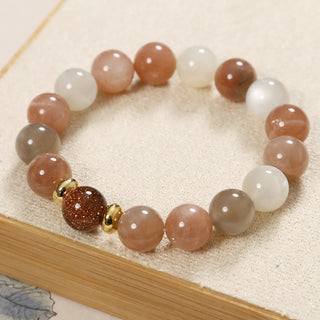 Buddha Gift Natural Sun Stone Gold Sandstone Wealth Positive Bracelet
