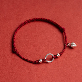 Buddha Gift 925 Sterling Silver Lucky Fortune Peace Joy Lotus Peace Buckle Red String Bracelet