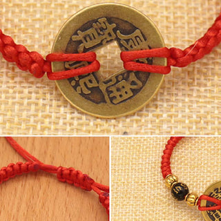 Buddha Gift Copper Coin Fortune Red String Weave Bracelet