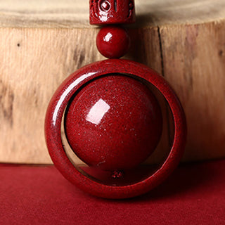 Buddha Gift Cinnabar Om Mani Padme Hum PiXiu Blessing Lucky Bead Necklace Pendant