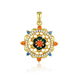 Buddha Gift 925 Sterling Silver Lotus Flower Colorful Zircon New Beginning Necklace Pendant