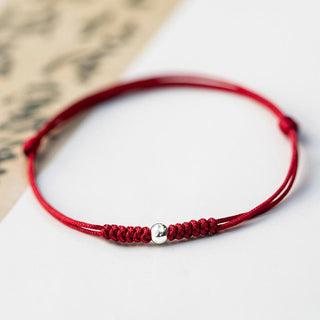 Buddha Gift 925 Sterling Silver Luck Bead Protection Red String Braided Bracelet