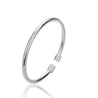 Buddha Gift Heart Sutra Engraved Swastika Pattern Luck White Copper Bracelet Bangle