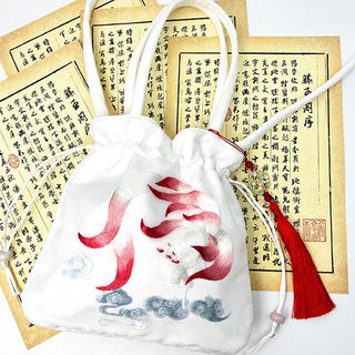 Buddha Gift Suzhou Embroidery Lotus Deer Epiphyllum Peony Rabbit Cotton Linen Tote Crossbody Bag Shoulder Bag Handbag
