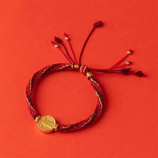 Buddha Gift Five Directions Gods of Wealth Handmade Reincarnation Knot Protection String Braid Bracelet