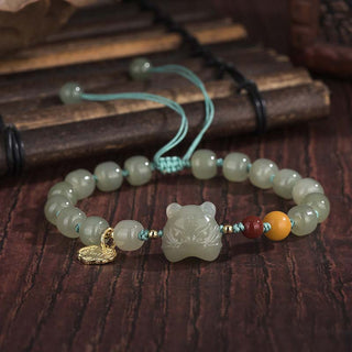 Buddha Gift Chinese Zodiac Tiger Jade Blessing String Bracelet