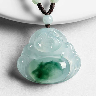 Buddha Gift Cyan Jade Luck Necklace Pendant